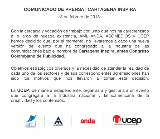 "La UCEP, de manera independiente, organizará y gestionará un evento que congregará a la industria nacional y latinoamericana de la creatividad y los contenidos".