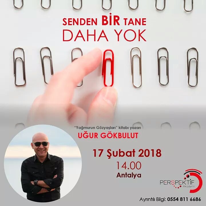 PerspektifA's tweet photo. "Yağmurun Gözyaşları" kitabının yazarı Uğur Gökbulut'u dinleme fırsatını kaçırmayın... #konukkonusmacı #perspektifakademi #antalyadaseminer #ugurgokbulut #kisiselgelisim https://t.co/VLQpcxGckg