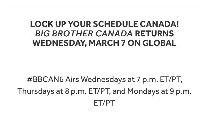GlobalTV's tweet image. Save the dates. #BBCAN6