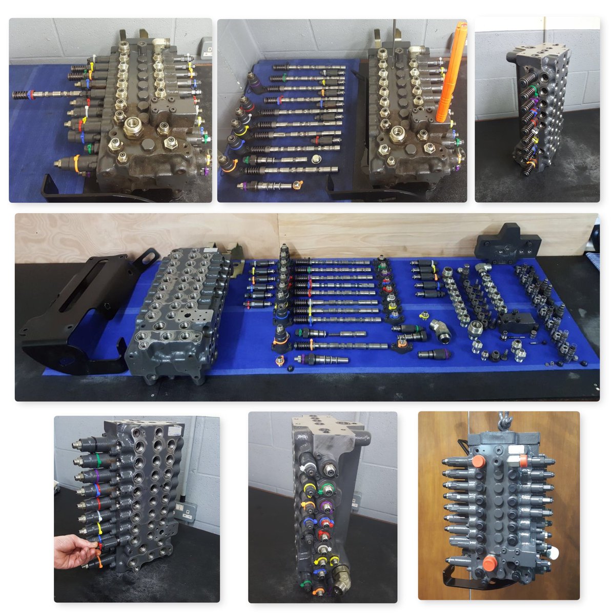Toshiba Control Valve block fitted to a JCB 8085. Came into us with a damaged spool. Unit has been fully reconditioned, repairing the spool, and completely resealed. (All our work comes with 12 months warranty).