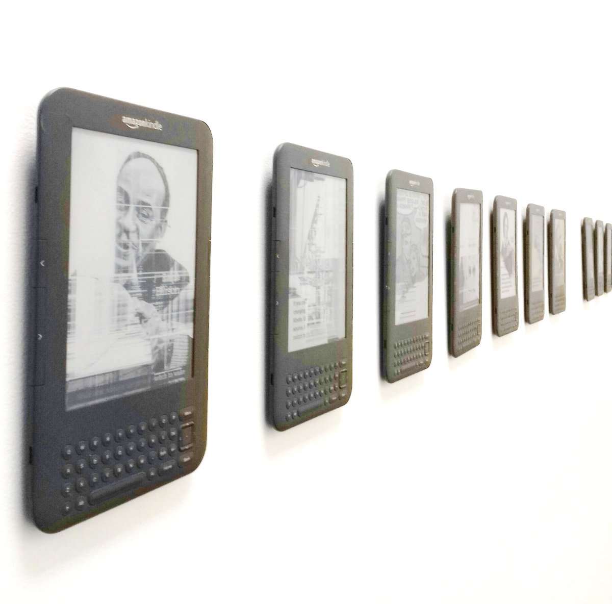 TConceptSpace's tweet photo. What does the work of artist Benjamin Gaulon say about our world of information overload, programmed obsolescence and disposable living portrayed as advancement in our current exhibition? #actsofdisruption #benjamingaulon #kindle #art #alicebonnot #obsolescence #happythursday https://t.co/jHhHejNeEB
