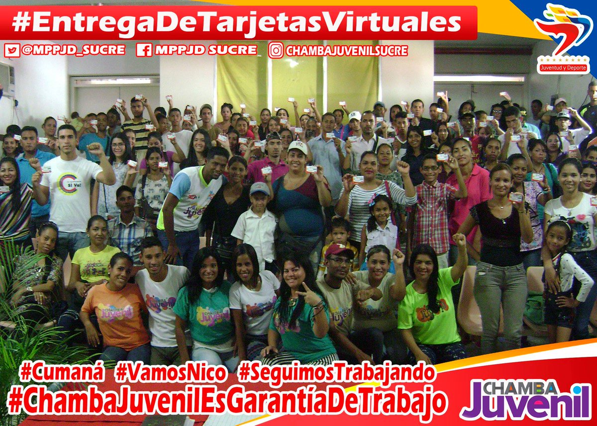 MarifelRodrigu2's tweet photo. #EntregaDeTarjetasVirtuales #ChambaJuvenilEsGarantíaDeTrabajo #Cumaná #VamosNico #SeguimosTrabajando @Yurami_PSUV @pinfantea @EdwinRojasM @NicolasMaduro @LuisJacobo84 @lossifontes @dcabellor @Rodrigoavariano @GarciaE98J @OPE_SUCRE @mppjd_sucre @dariovivaspsuv https://t.co/gFup35LBiW