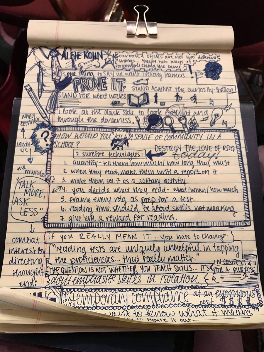 ayyymsvida's tweet photo. My morning with Alfie Kohn #WSRA18 #sketchnotes https://t.co/xDmtC7NdJn