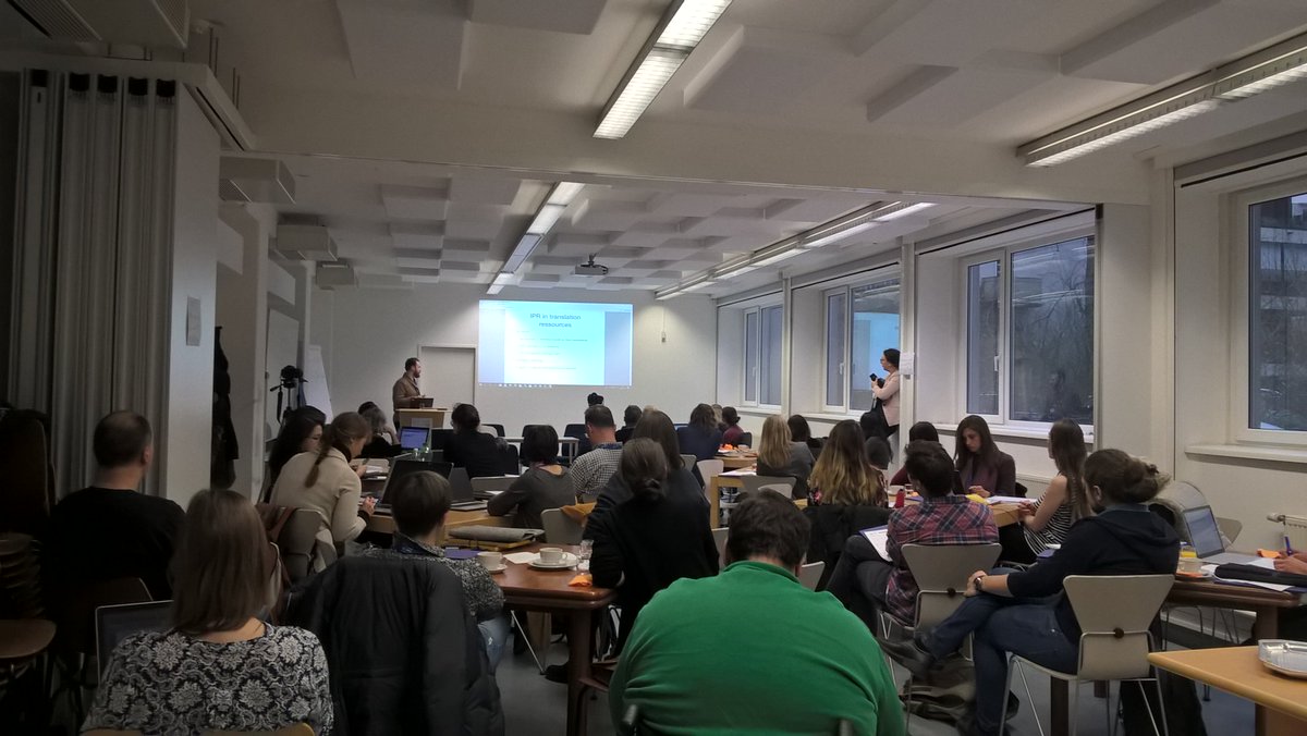 UniVieTrans's tweet photo. Creating and using translation resources is subject to legal issues- @PawelKamocki discusses solutions at CLARIN Workshop #transCLARIN https://t.co/q7hXaKSMbp