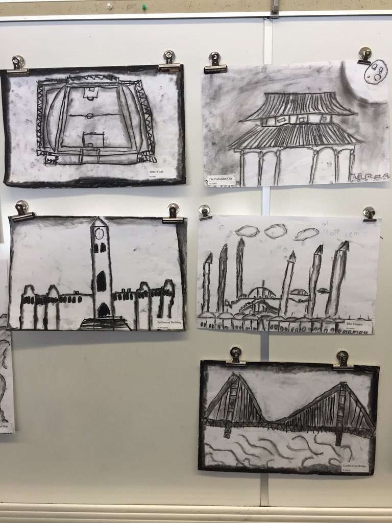 debngng's tweet photo. Astounding little artists. #CharcoalArt #Grade3Structures @TDSBForestManor @TDSB_Arts https://t.co/084eLAmwKw