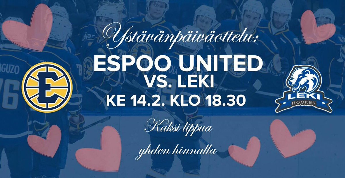 euhockey's tweet photo. Joukkue matkaa parhaillaan kohti Joensuuta, huomenna vastassa Jokipojat ja la IPK. Seuraava kotipeli on #Ystävänpäivä-ottelu. Osta kaksi lippua peliin, maksat vain yhdestä 💗

Tästä ennakkoliput: https://t.co/EqjmmP4XgX

#EspooUnited #Mestis #Espoo https://t.co/5chgb5OYJg
