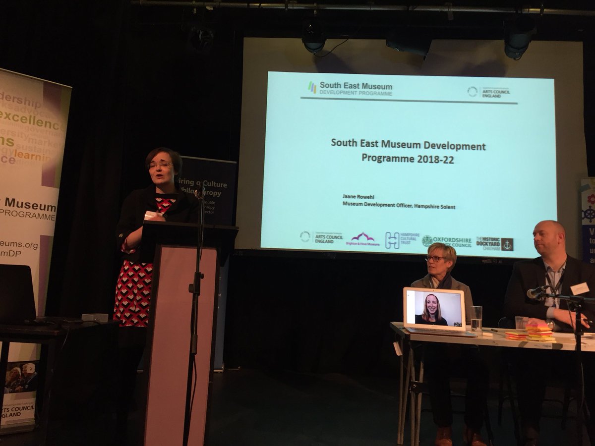 Culture_Solent's tweet photo. Great to have Romilly @ICP_HLFCatalyst with us for the final session of #ICPcatalyst2018 sitting on Jane’s desk via skype as @MDO_Hamp_Solent briefs on the @SEmuseumDP #ACEsupported 2018-22 offer &amp; how it can support the project legacy activities https://t.co/SM8I1dxBHd