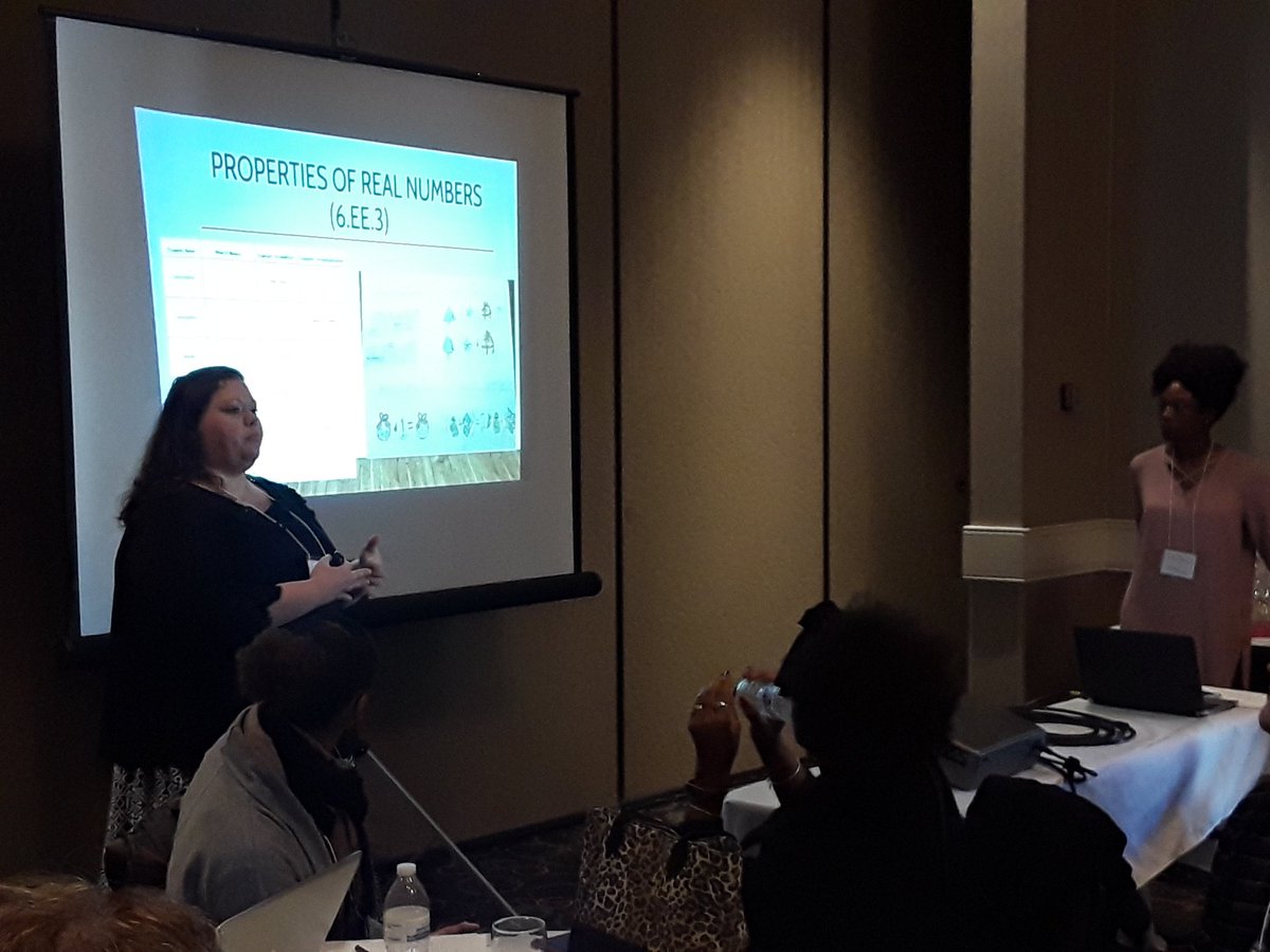 robertleichner's tweet photo. Ms. Hamilton and Ms. Wharton @NEMSEagles show algebra tiles, notice/wonder, and process writing (in math!!!) at Big 12 #nclargemath conference! @CharMeckSchools @CMSLit #RTI_EdWork https://t.co/GpcgyxUcgU