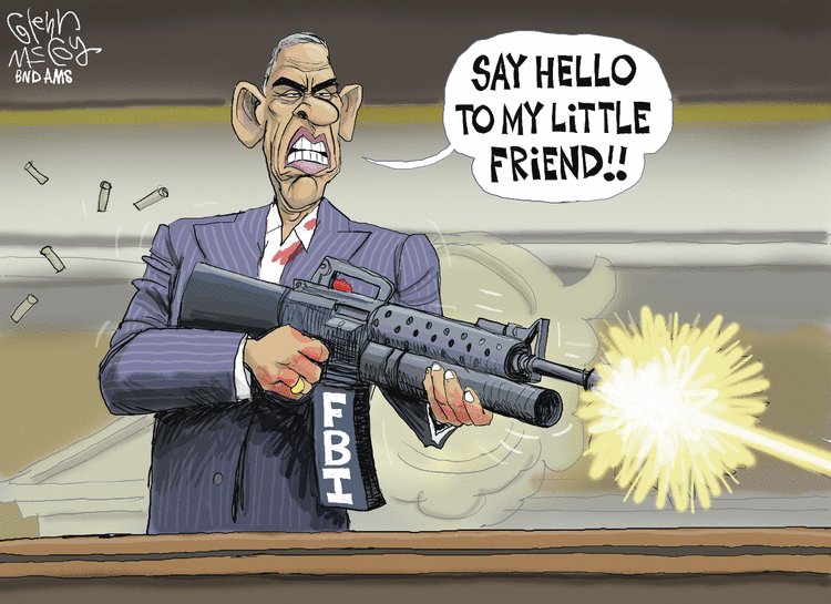 GoComicsConserv's tweet image. Today's political cartoon by Glenn McCoy: gocomics.com/glennmccoy/201… #FBI #Obama #Scarface