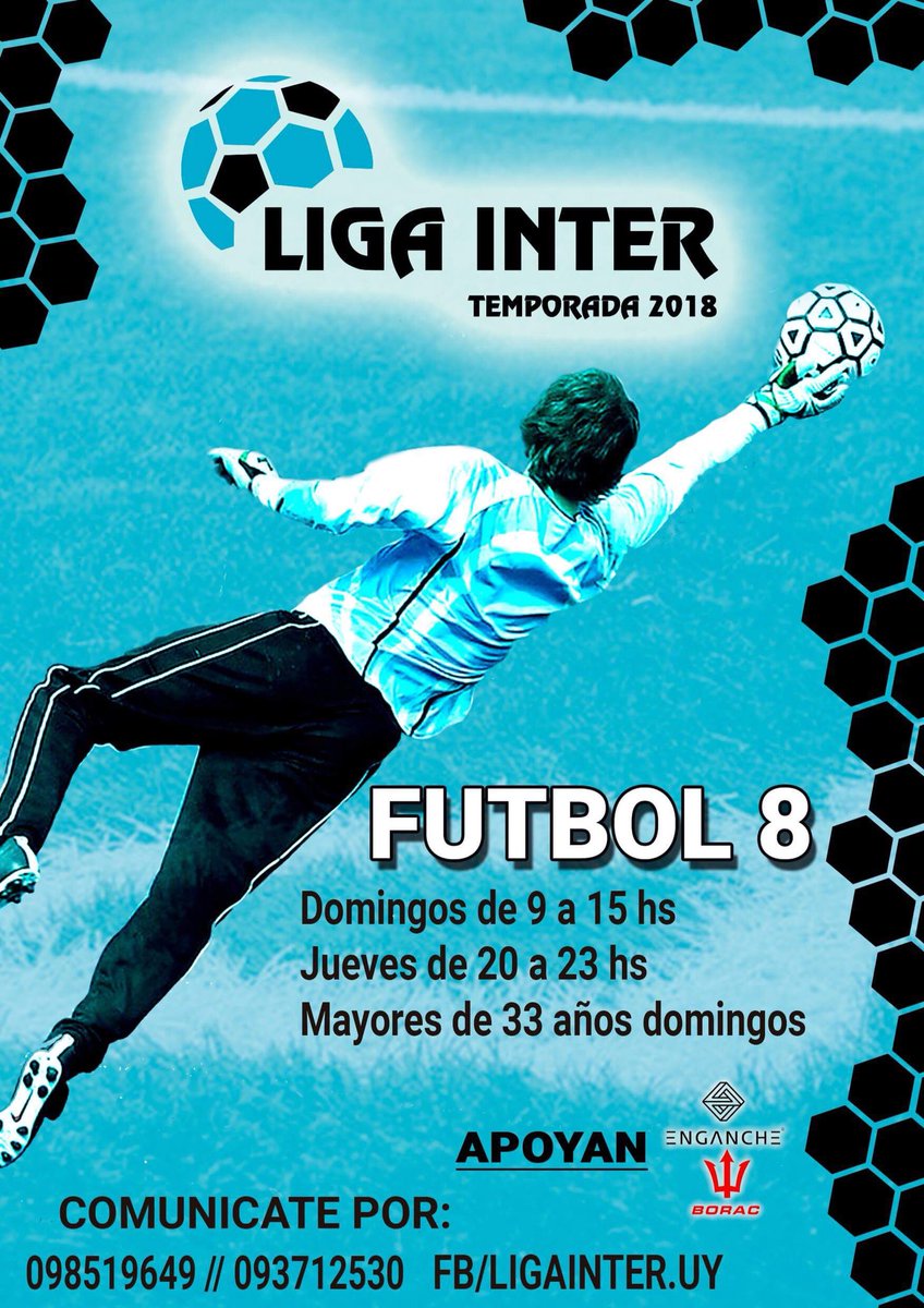 Liga inter !!! Torneo de futbol 8 los dias domingo de mañana o jueves en la  noche. Tambien torneos +33
Iscripciones abiertas// cupos limitados // reserva ya tu lugar #pasion #xelfutbol #futbol8 #liga <a href="/LigaInterFutbol/">LigaInter.uy</a>
