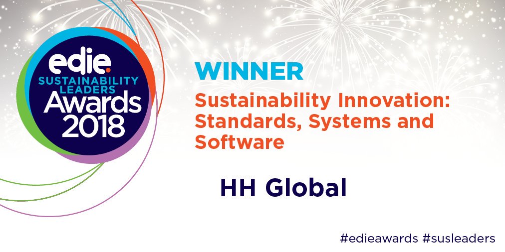 HH_GLOBAL's tweet photo. We are delighted to have been chosen as the winner of the @edie Sustainability Leaders Awards 2018 Sustainable Product Innovation: Standards, Systems, and Software award.  #sustainability #innovation #edieawards #susleaders https://t.co/76c9Wx5RnI