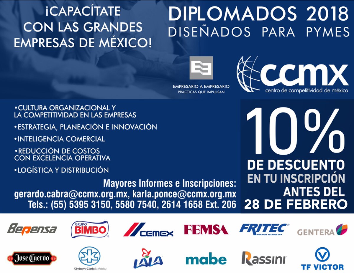 soyccmx's tweet photo. @soyccmx en la capacitación de las  PyMES Mexicanas, te invita a capacitarte en los diferentes Diplomados que se llevan a lo largo del Año.
10% de descuento, antes del 28 de Febrero. 
#pymesqueimpulsanaméxico #soyccmx #ccmx https://t.co/tCiXxyXubW