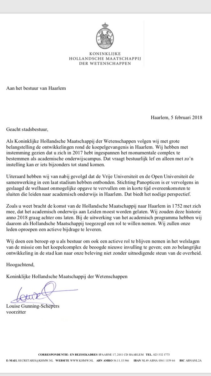 Mooie steunbetuigingen van <a href="/MKBHaarlemtweet/">MKB-Haarlem</a> <a href="/3dmakerszone/">3D Makers Zone</a> <a href="/YoungMKBHaarlem/">YoungMKBHaarlem</a> Industriekring Haarlem en Koninklijke Hollandse Maatschappij der Wetenschappen aan <a href="/opendekoepel/">Open de Koepel</a> en oproep aan #raad023 om de plannen voor een universiteit eensgezind te ondersteunen! #Haarlem #koepel