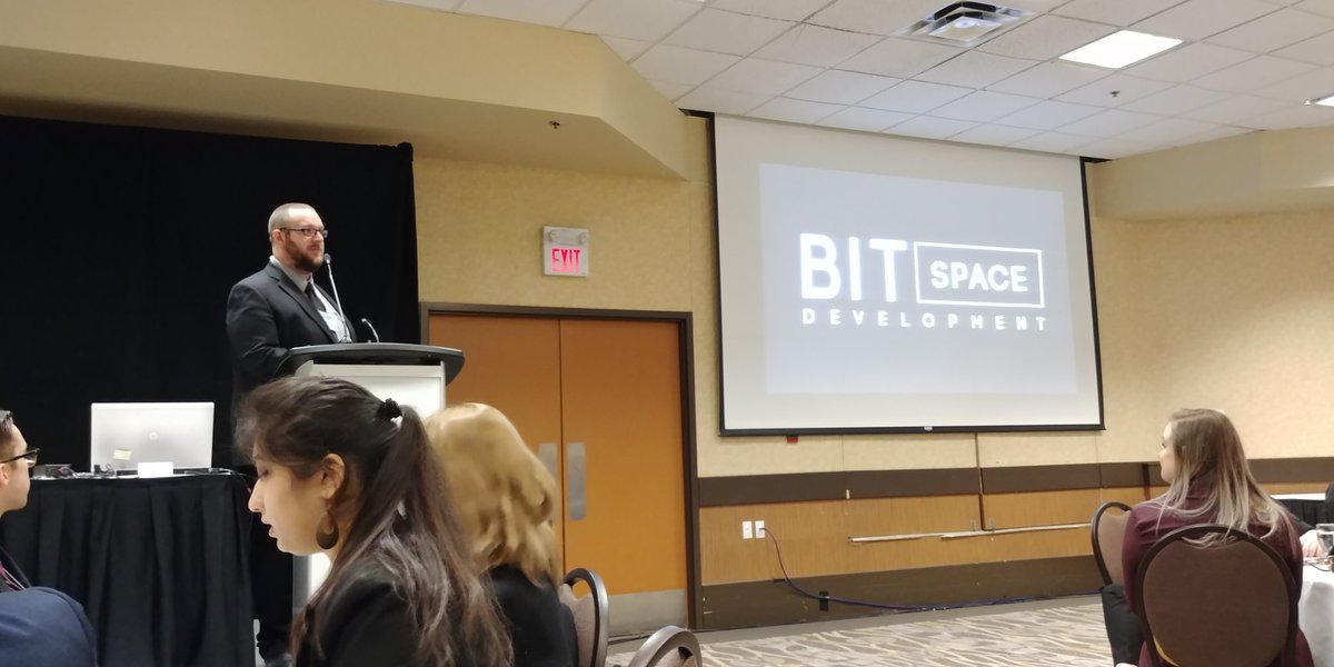 rrcace's tweet photo. 'We are in the business of blowing your mind with technology'. Thanks @BitSpaceDevelop for all the fantastic advice to the students attending #Directions2018 #RRC https://t.co/0rRvb76gx7