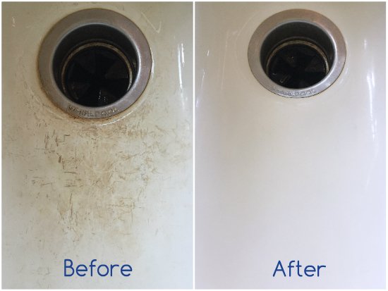 Porcelain sinks easily scratch and stain. Here is an easy, cost-effective way to clean your porcelain sink and remove the unsightly scratches for pennies! #tips #hacks #DIY 
goo.gl/CFmRna