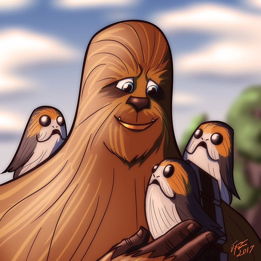 Chewbacca was always glad to see so many Porgs around.

... As long as they weren't messing up the inside of the Falcon.

---
((Art : jonathanserrot.deviantart.com ))