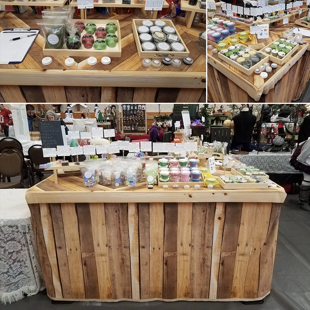 FauxShowCovers's tweet photo. “…competition for sales was pretty intense among all six of the bath and body vendors. I did notice quite a few people who saw my booth with the eye catching table covers and they would come right over to me without noticing the other vendor across the way.” @craftbrewedsuds https://t.co/wHLDX3AFCh