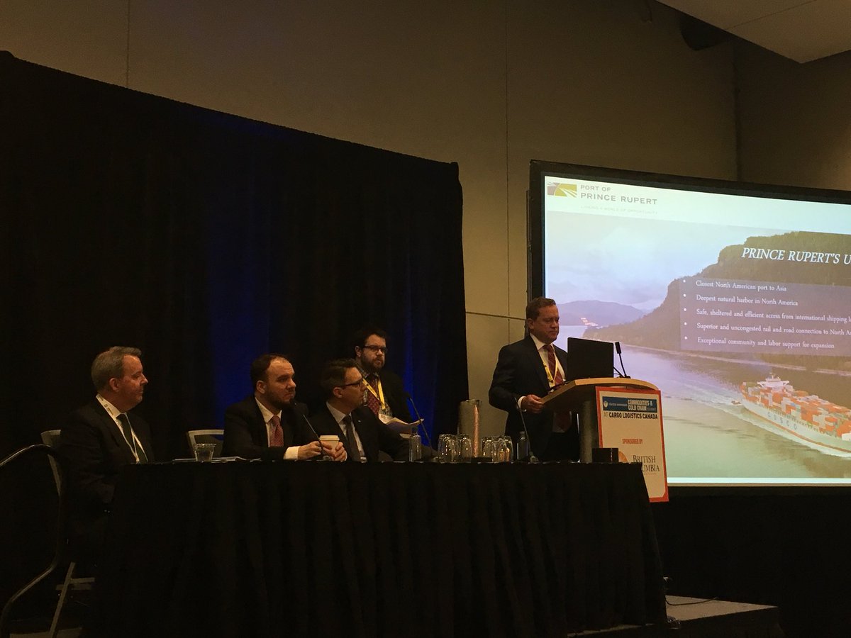 ShaunaT_MC's tweet photo. Kicking off the morning #Cargo2018 @CargoLogistics with a session of #SupplyChain partners @CNRailway @Maersk @DpworldCanada @rupertport #RaymontLogistics https://t.co/cVQlMQOEH8