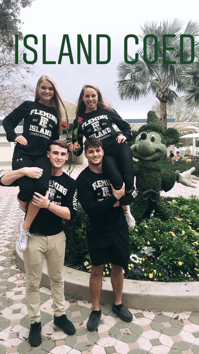 FIHS_Cheer's tweet photo. We are in Orlando! 2 Days until NATIONALS! 💚💛#oneisland #lafamiglia #ngatf #islandcoed #UCAnationals https://t.co/uqG6ZGN6wf