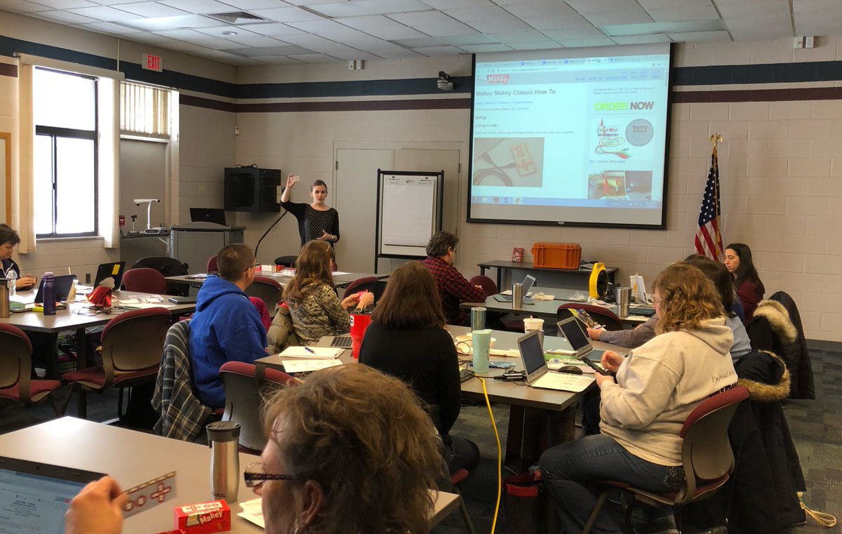 MrMarkLyons's tweet photo. A busy day! Learning about #GoOpen Makey Makey, VR, & MeL. #REMC6 would like to thank Debbie Groke @icmcwaffle @ClassVR @dottiestewart7 @meldotorg @REMCAssociation @remcsave @GoOpenMichigan for making it an awesome day! https://t.co/qmUmTcyYK8