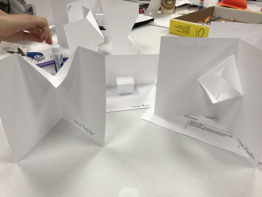 MindyPastuszak's tweet photo. Learning about paper folding  @childengineer #vcec2018 Great addition to plans for making paper circuit cards for Valentine’s Day! https://t.co/OAk2ujLQM2