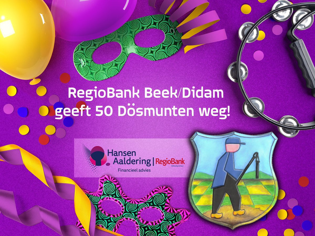 Regiobank Beek gaat 50 consumpties weggeven #carnaval #beek #facebook #win #vrienden Kijk op onze Facebookpagina facebook.com/hansenaalderin…