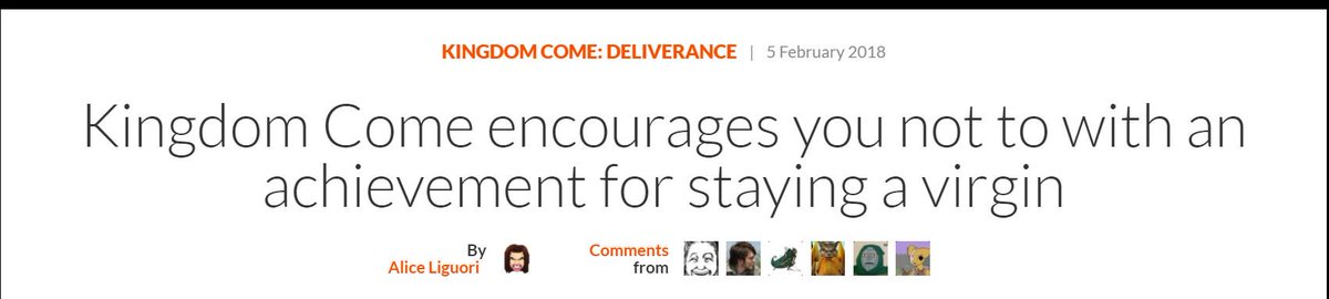 Article title says "Kingdom Come encourages you not to with an achievement for staying a virgin"