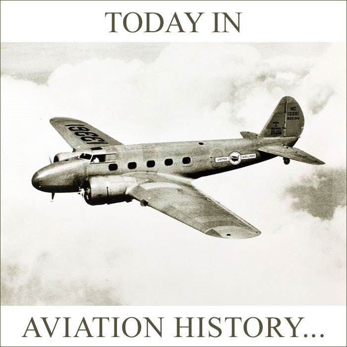 8 February 1933
The Boeing Model 247 was an early USS airliner, first to incorporate all-metal (anodized aluminium) semimonocoque construction, a fully cantilevered wing and retractable landing gear. It first flew on February 8, 1933 and entered service later that year.