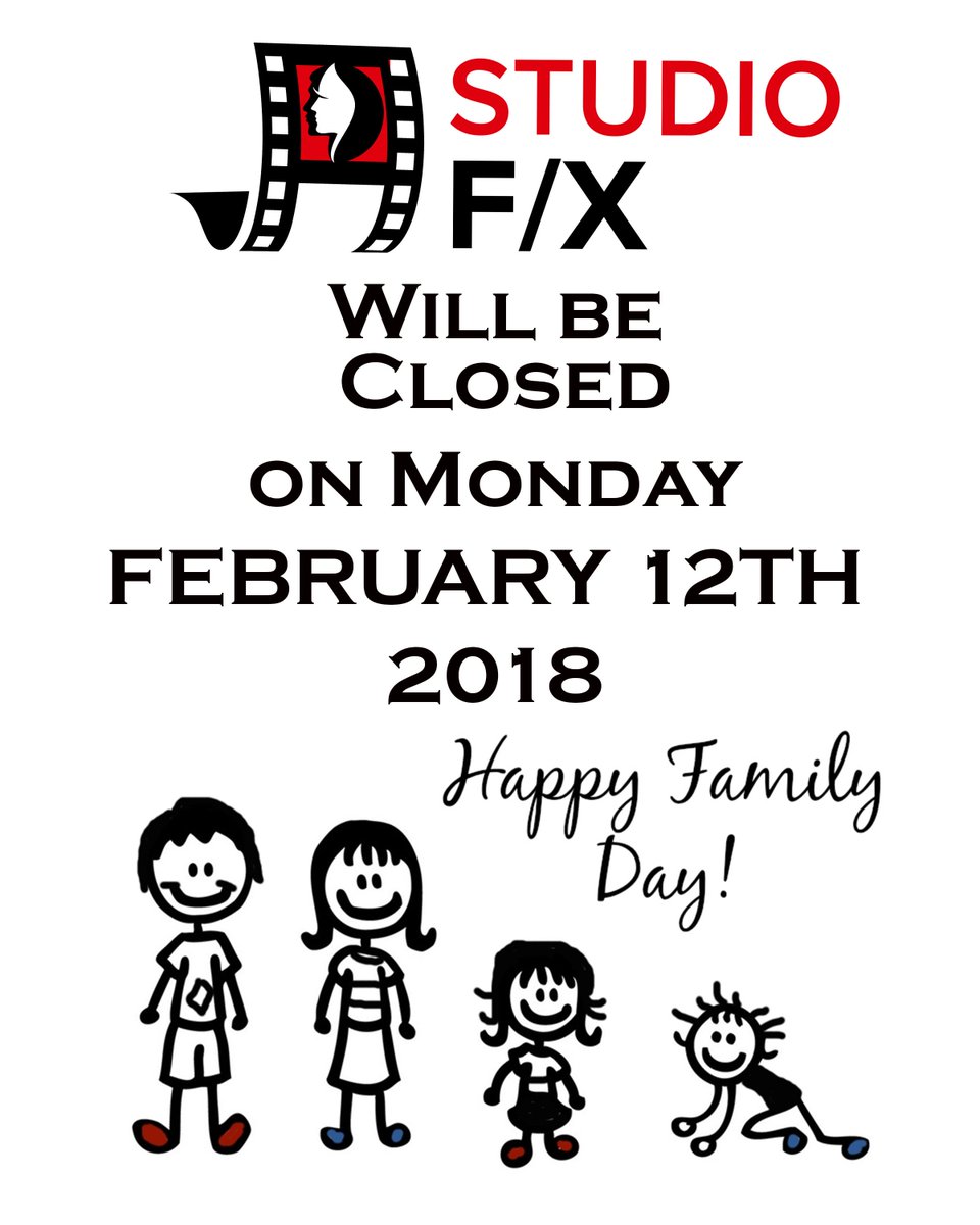 StudioFXVan's tweet photo. Just a friendly reminder, That the Studio will be closed next Monday, Feb 12th! Happy Family day :) https://t.co/zrU5KKGhQF
