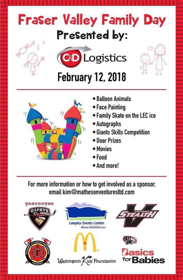 TLFCS's tweet photo. Come out February 12 to LEC and say “hi” to your local Township of Langley Firefighters. C&amp;D Logistics is hosting a fun event for all ages with lots of activities! https://t.co/ACMOsvtFM6