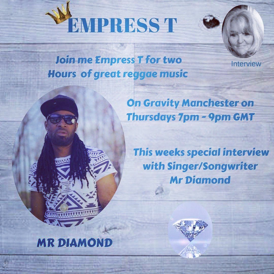 EmpressTRadio's tweet photo. Tune in to #TheEmpressTReggaeShow in 1 hour to listen to 2 hours of pure reggae, including music from #TheGladiators ft. @drooplion_ #Twiggy #DerrickPitter &amp; @tonyroy_ja plus many more! Interview with #MrDiamond ❤️💛💚 #reggaegotsoul #gravityreggae https://t.co/10aTgtJZ0J