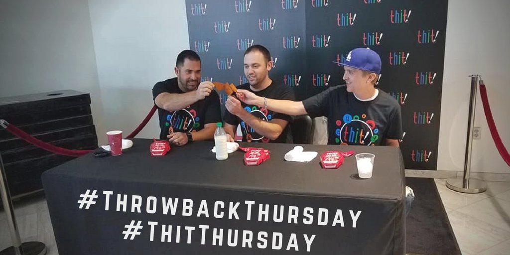 ThitTeam's tweet photo. Thit Thursday throwback to the time our bravest Thit Team mates ate the world's hottest chip #tbt @paquichips https://t.co/b4rtAEL8lO