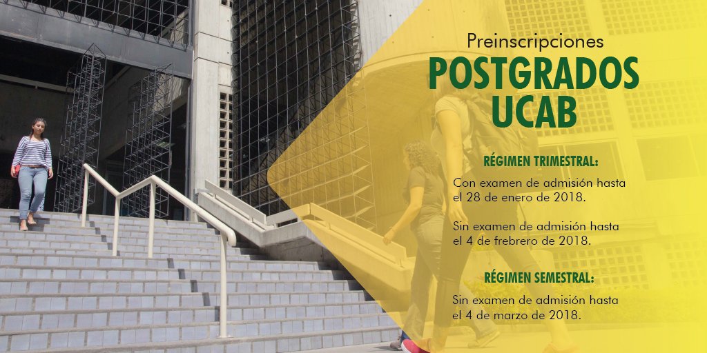 enlaucab's tweet photo. Las preinscripciones para los estudios de cuarto nivel en la UCAB están abiertas. https://t.co/ZXX837NDHK https://t.co/CpiElG80fO