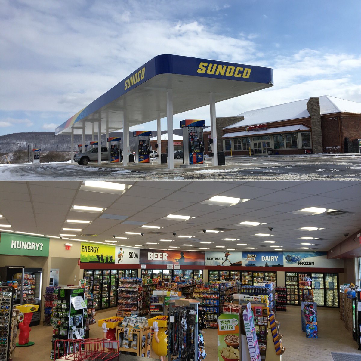 ExpressMartNY's tweet photo. #checkout NOW OPEN! #ExpressMart #PaintedPost just off Exit 8, I-99. Open 24/7 for your #aroundtheclockconvenience with a 24/7 #carwash and Diesel island. Also offering pizza, made to order sandwiches and hot fried foods. Our co-brand #DunkinDonuts will open later this week https://t.co/NH2MZhCQvj