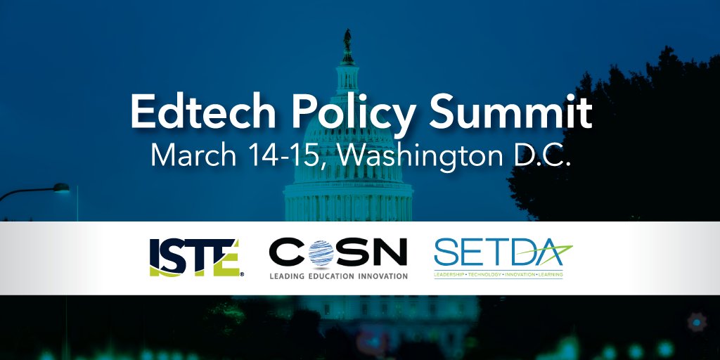 ISTE_ASCD's tweet photo. Help educate policymakers about the critical role of technology in transforming education! Join @ISTE,  @CoSN and @SETDA at the EdTech Advocacy and Policy Summit 2018! https://t.co/GGib3PG4sm #Act4EdTech #edtechpolicy https://t.co/VA0fGAJgr1