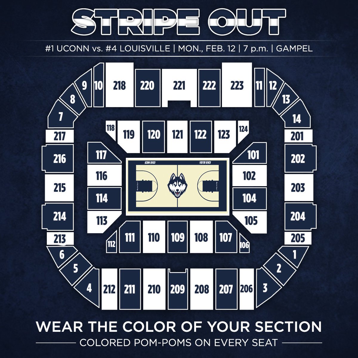 UConnWBB's tweet photo. #UConnNation we need YOUR help to pull off the Stripe Out next Monday night! Look below to see what color you need to wear. 

More info: https://t.co/QVcficNtSv https://t.co/2BmYxQrAzZ