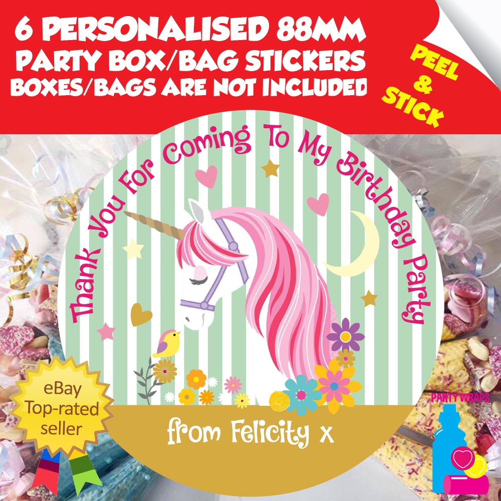 Magical Unicorn Fairytale Personalised Party Supplies. FB - Party Wraps #magicalunicorns #believeinunicorns #BirthdayParty