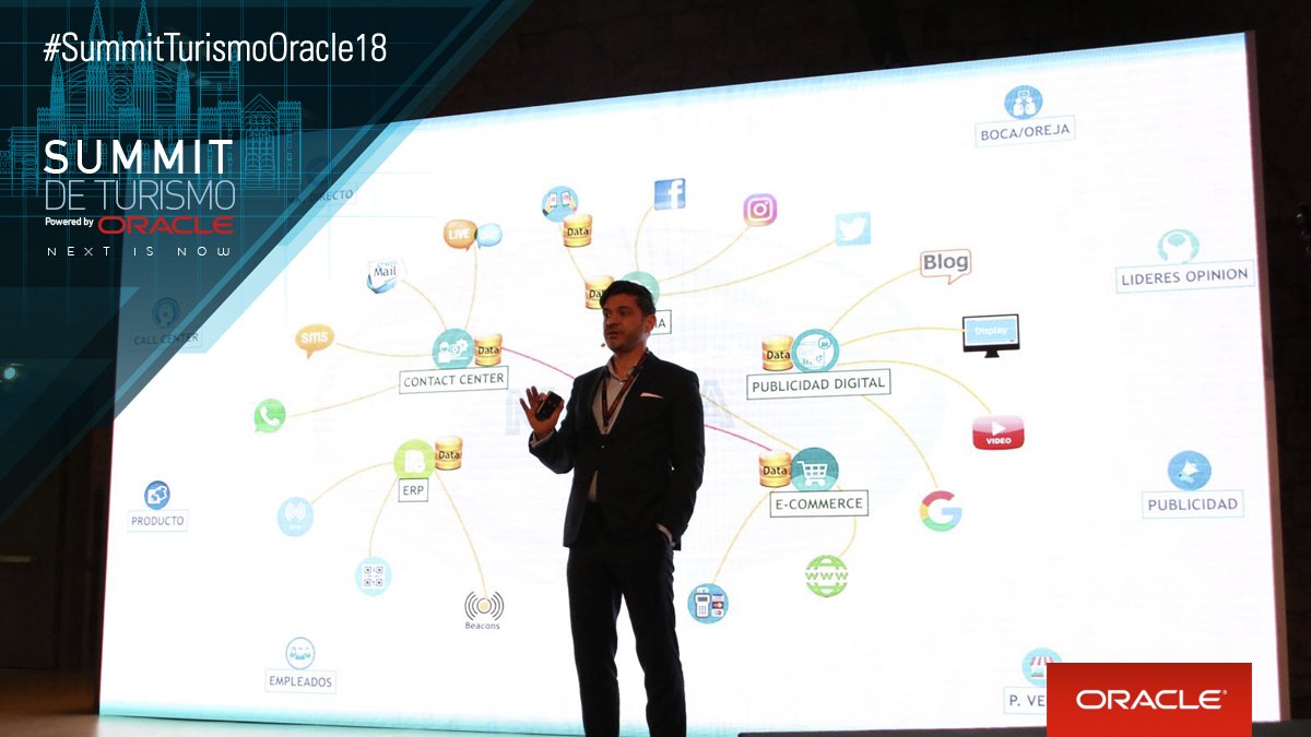 oracle_es's tweet photo. ¿Qué significa y cómo impacta el nuevo #marketing en las empresas y en su marca? 
“La realidad es que el mundo está #hiperconectado y hay que sacar el valor de los #datos” @pbermejo en #SummitTurismoOracle18 https://t.co/go9H3zKya3