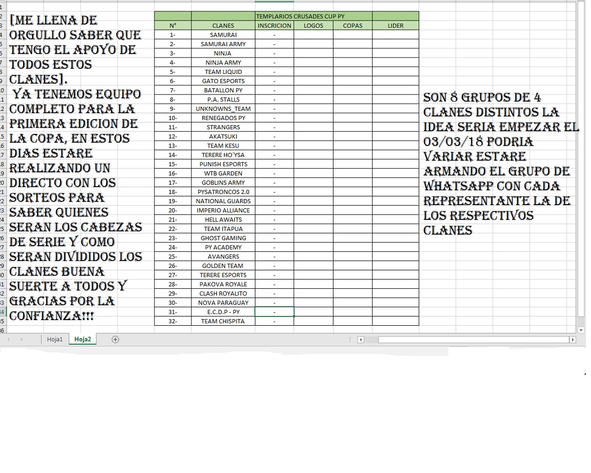 CruzadasT's tweet photo. Una cosa de locos en menos de 6 horas de oficializar el torneo les puedo informar que ya tengo los 32 Clanes esto se va poner buenisimo humanamente dando las gracias al Organizador por el trabajo de semanas que se viene realizando CRACK @fabiani9509 Ahora se vienen los vergasos https://t.co/vxPqmNTJYk