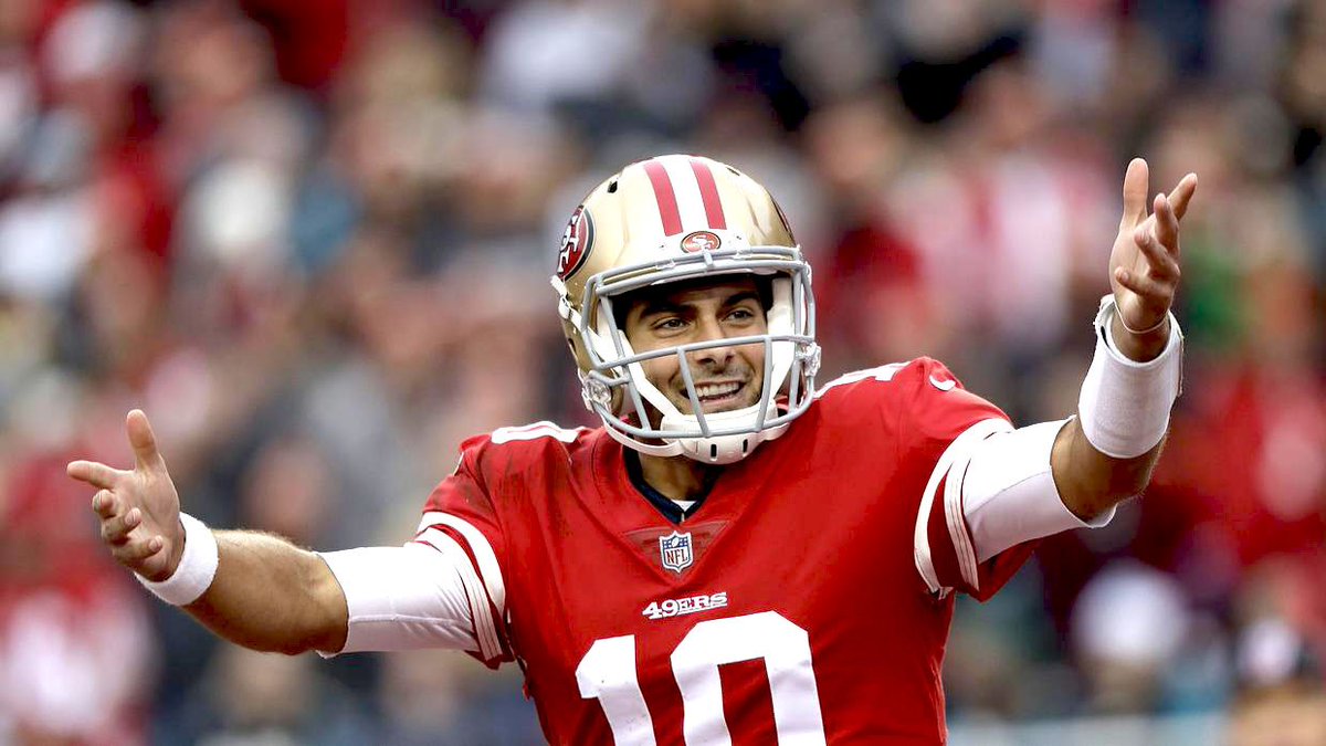 R_BastidasMora's tweet photo. Aficionados de los @49ers parece que ya tienen a su QB franquicia, @JimmyG_10 ha firmado un contrato por 5 años y mas de $135 millones de dólares. https://t.co/IKBX05yg7s