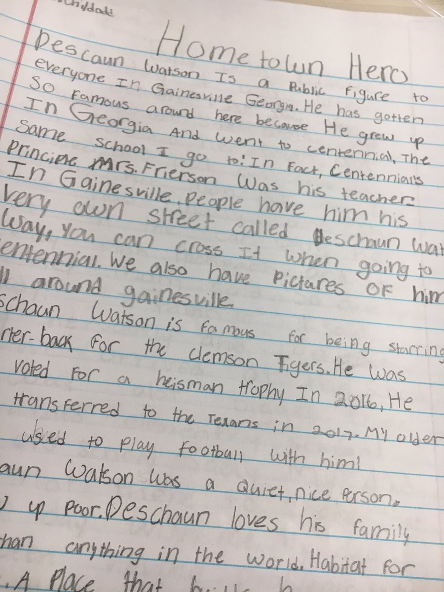 MrsJones_steam's tweet photo. Love getting to read essays where students write about @deshaunwatson! Students at @GCSS_CAA love their hometown hero ❤️❤️ https://t.co/LhZUqxmst3
