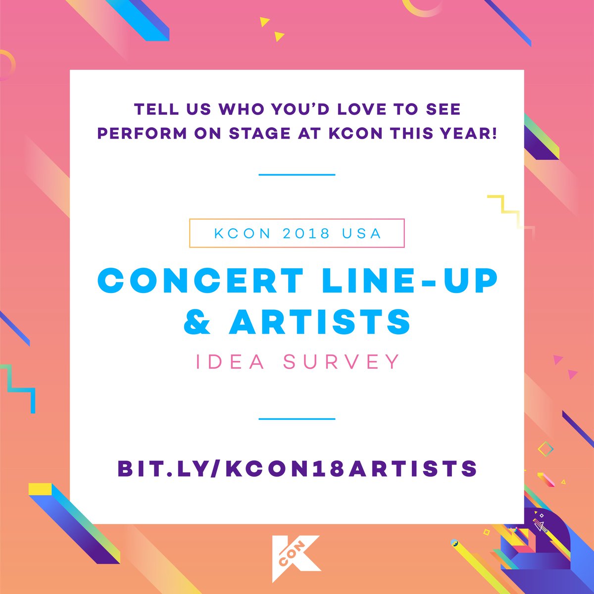 kconusa's tweet photo. KCON-ers, who do YOU want to see at #KCON this year? Let us know at https://t.co/tzoPysJTNo and have your voice heard! https://t.co/r623IJYg2A