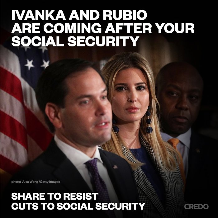 CREDOMobile's tweet photo. Sign the petition: Stop @IvankaTrump and @marcorubio's attack on Social Security: https://t.co/T9RS2v2sow https://t.co/C89Fxi9kDY