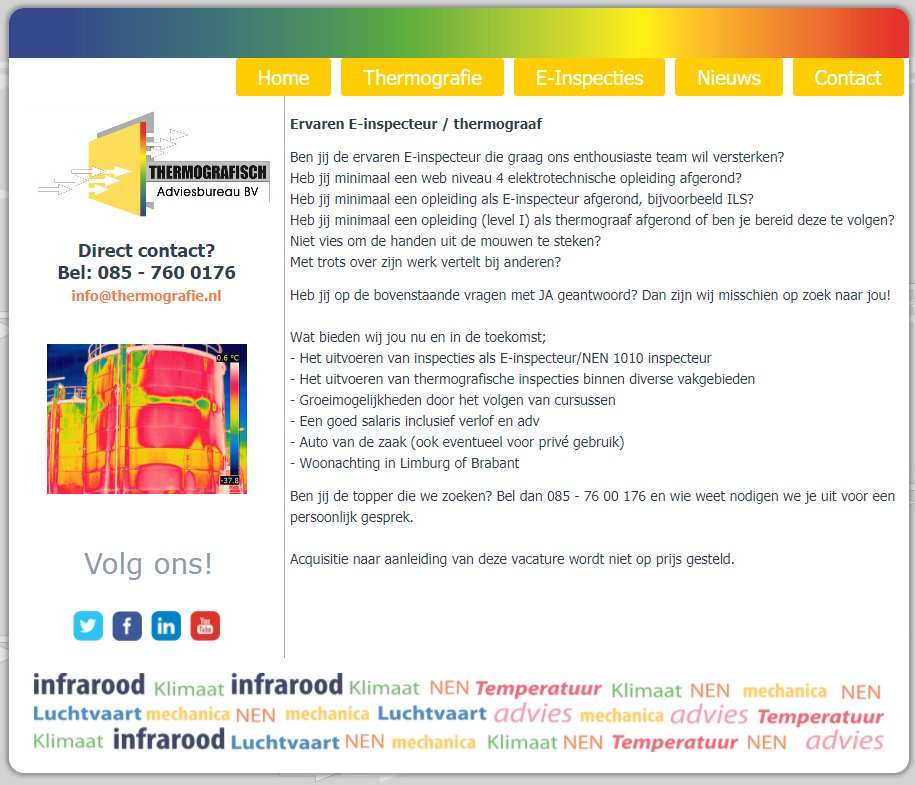 Kom jij ons team versterken en wil je wat van de wereld gaan zien? Kijk dan eens op onze website, we zoeken namelijk een startende of een ervaren inspecteur #nen3140 #thermografie

thermografie.nl/index.php/ct-m…