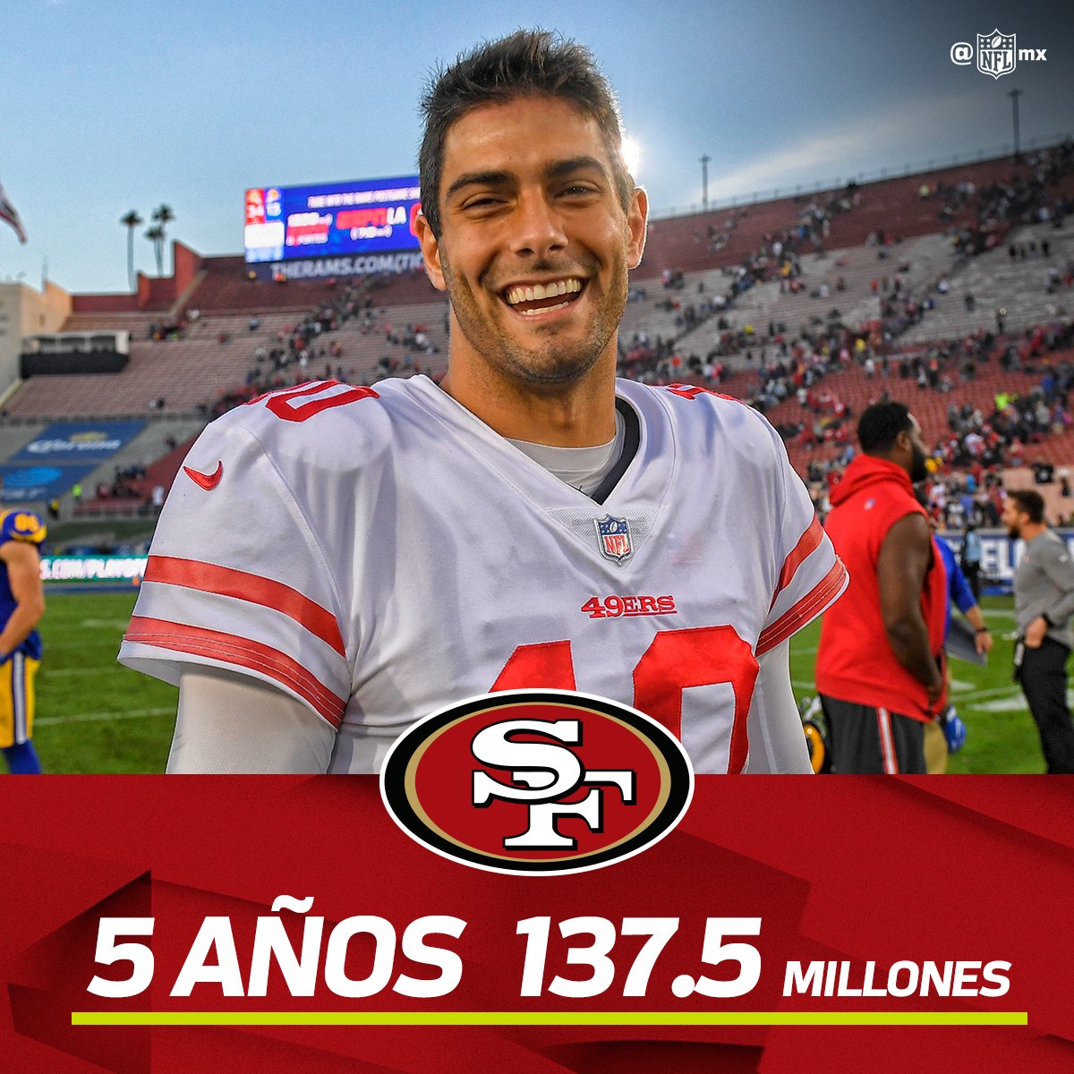 nflmx's tweet photo. Es un hecho, @JimmyG_10 será miembro de los @49ers al menos los próximos 5 años https://t.co/tJo857cB5P