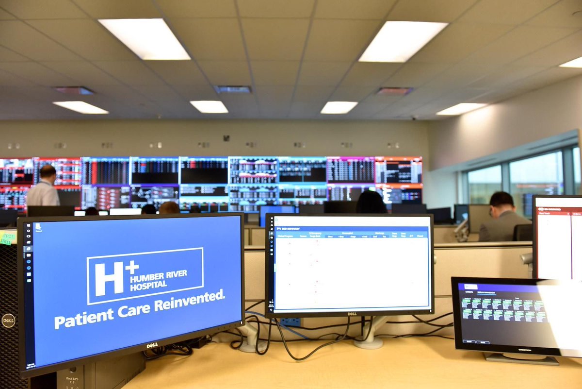 GEHealthCare's tweet photo. A Command Center at @HRHospital is now driving better care and more efficient operations for staff and patients, even anticipating when care may be delayed #BreakthroughIntelligence #digitalhealth https://t.co/1JvhpTO7jt https://t.co/mMs246wTXh