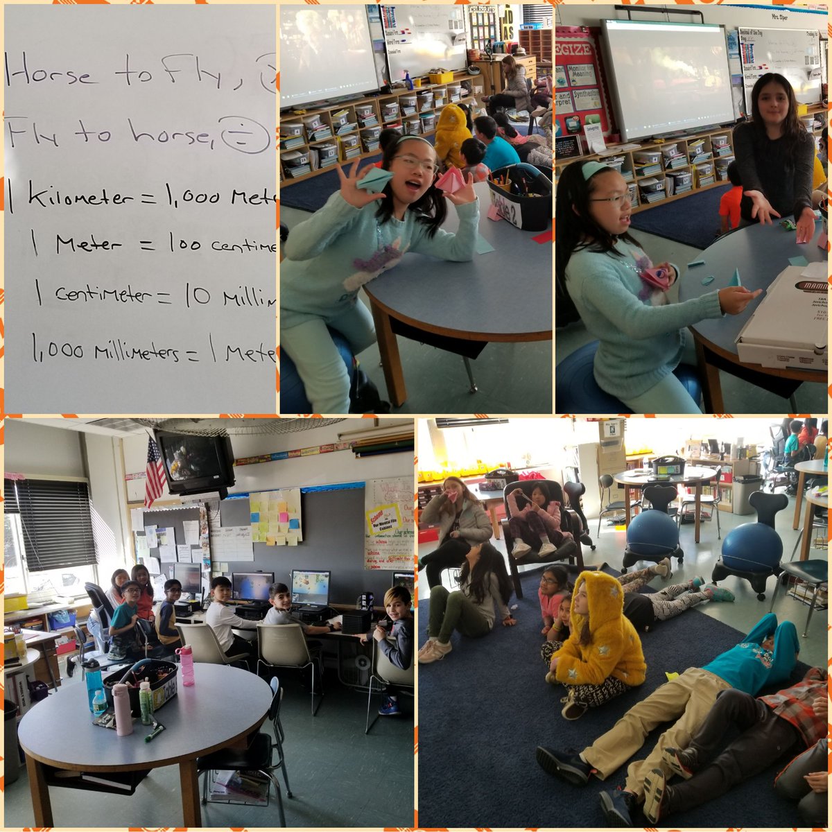 Jprinzevalli's tweet photo. This happens when Mr. P. covers 5th class. Pizza, movies, origami and little math. Fun!@GinaFaust @Jprinzevalli https://t.co/nmbUYYDYCs