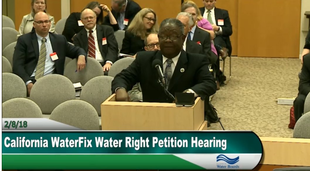 RestoretheDelta's tweet photo. .@Elbert_Holman repp'ing largest Delta city #StocktonCA : @CAWaterFix project isn't in public interest. @CA_DWR has treated us like second-class citizens &amp; won't mitigate water quality/contamination impacts from Tunnels on our 300,000+ residents. #CAwater #EnvironmentalJustice https://t.co/37ebMQ9T8v