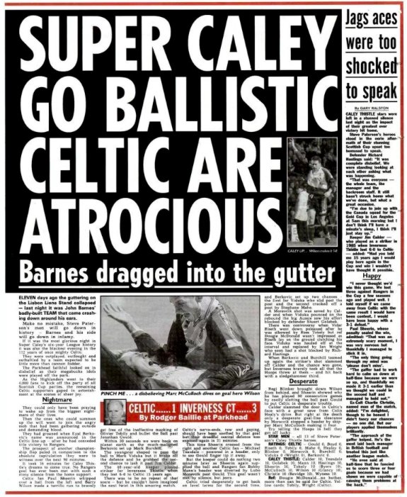 sportbible's tweet image. 📅 18 Years Ago Today: 

🏴󠁧󠁢󠁳󠁣󠁴󠁿 Inverness Caledonian Thistle beat Celtic 3-1 at Celtic Park. 

😂...Resulting in one of the greatest football headline in history! Incredible.👏 👏