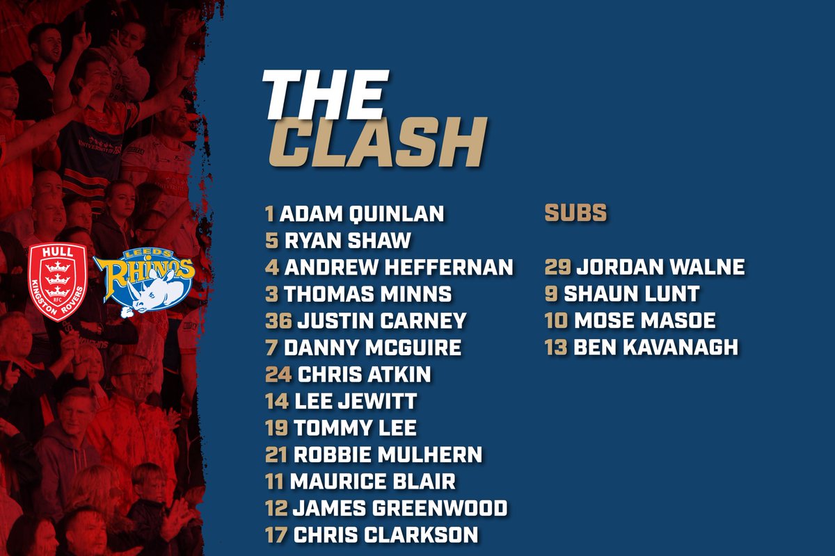 hullkrofficial's tweet photo. Here’s how we line up for tonight’s game against @leedsrhinos! #ComeOnRovers #TheClash https://t.co/LMDekeD4Xl